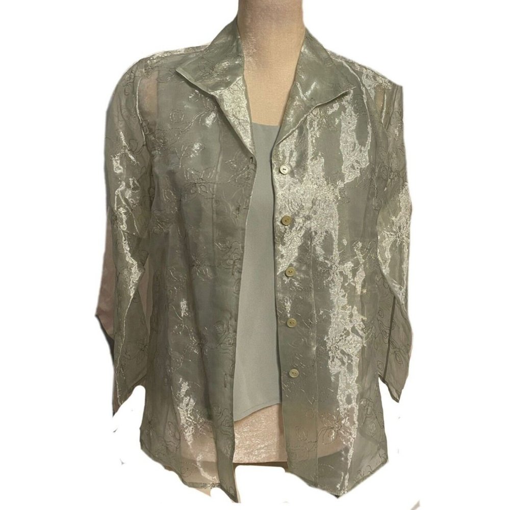 Women Sheer DRESSY JACKET  with Tank Top Set  Pale Green Size 12 KARI'S PLACE
